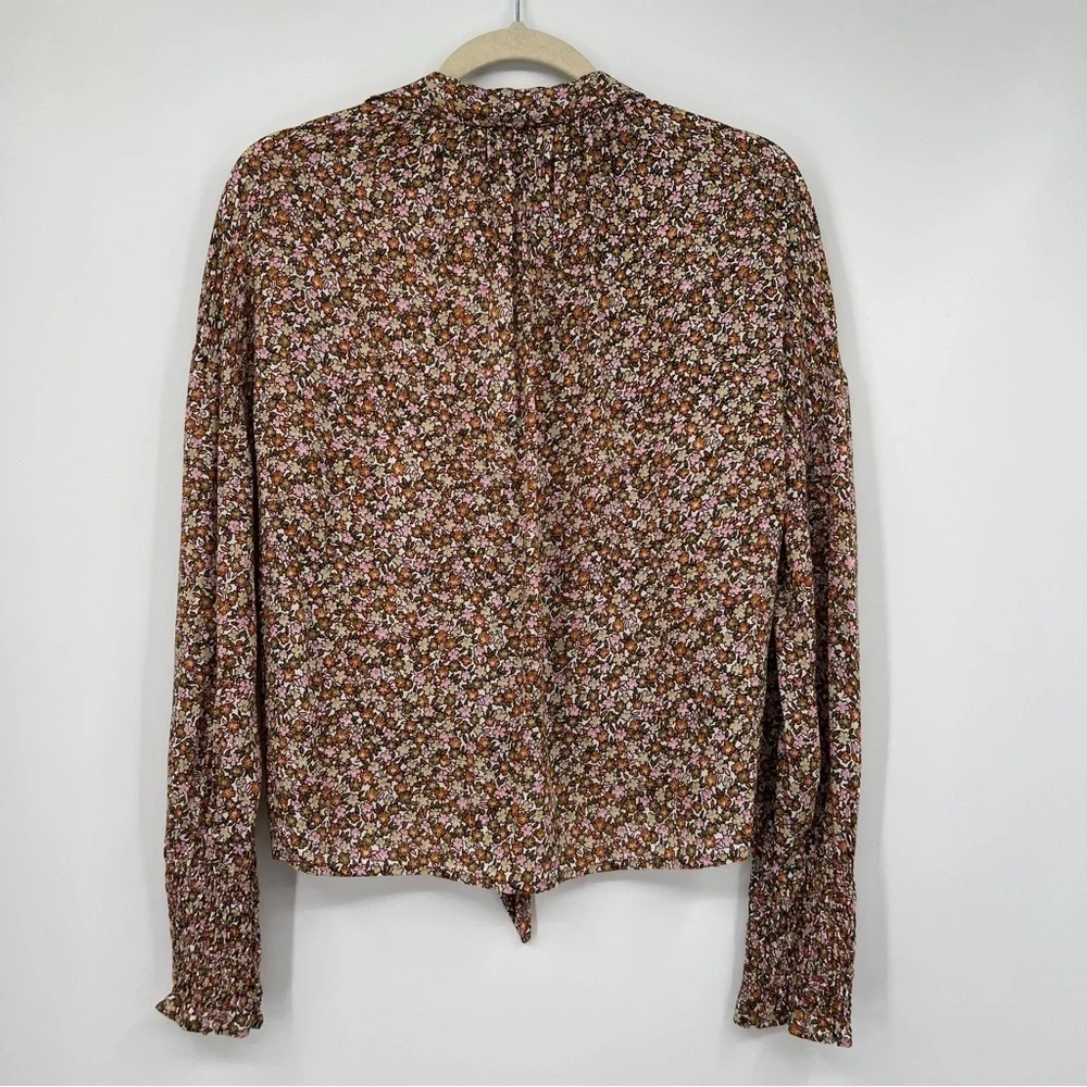 Faithfull the Brand Aira Knot Buttondown Long Sleeve Mathiola Floral Print Top